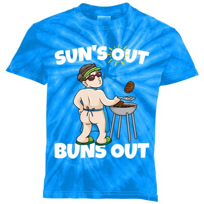 Bumps Out Summer Suns Out Bbq Grilling Spring Sun Butt Cool Gift Kids Tie-Dye T-Shirt