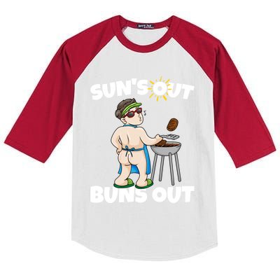 Bumps Out Summer Suns Out Bbq Grilling Spring Sun Butt Cool Gift Kids Colorblock Raglan Jersey