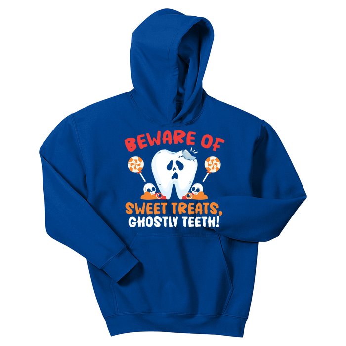 Beware Of Sweet Treats Ghostly Teeth Dental Halloween Gift Kids Hoodie