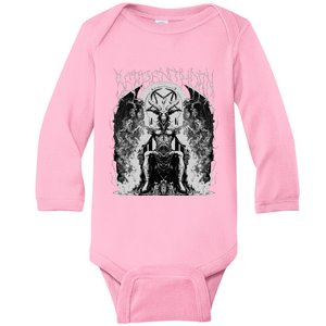 Baphomet Occult Satan Goat Head Tarot Card Unholy Horror Baby Long Sleeve Bodysuit