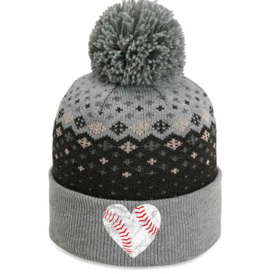 Baseball Or Softball Heart Love The Baniff Cuffed Pom Beanie