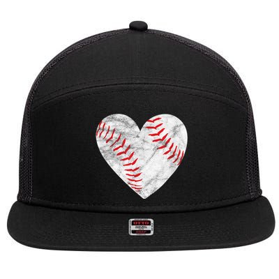 Baseball Or Softball Heart Love 7 Panel Mesh Trucker Snapback Hat