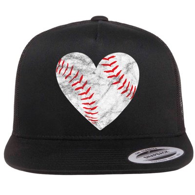 Baseball Or Softball Heart Love Flat Bill Trucker Hat