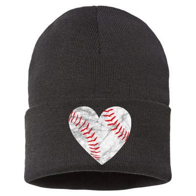 Baseball Or Softball Heart Love Sustainable Knit Beanie