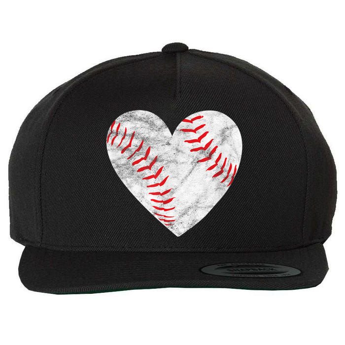 Baseball Or Softball Heart Love Wool Snapback Cap