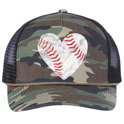 Baseball Or Softball Heart Love Retro Rope Trucker Hat Cap