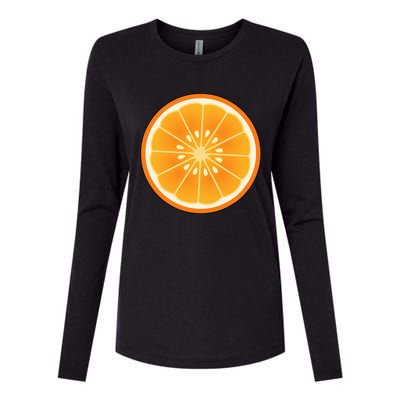 Big Orange Sliced Costume Cute Easy Fruit Halloween Gift Womens Cotton Relaxed Long Sleeve T-Shirt