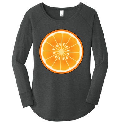 Big Orange Sliced Costume Cute Easy Fruit Halloween Gift Women's Perfect Tri Tunic Long Sleeve Shirt