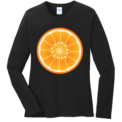 Big Orange Sliced Costume Cute Easy Fruit Halloween Gift Ladies Long Sleeve Shirt