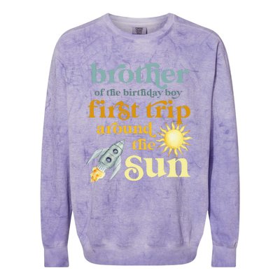 Brother Outer Space 1st Birthday First Trip Around The Sun Colorblast Crewneck Sweatshirt