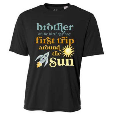 Brother Outer Space 1st Birthday First Trip Around The Sun Cooling Performance Crew T-Shirt