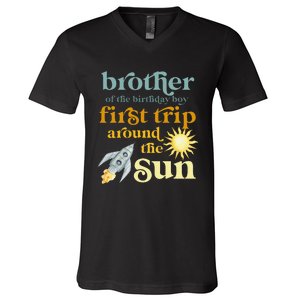 Brother Outer Space 1st Birthday First Trip Around The Sun V-Neck T-Shirt