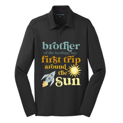 Brother Outer Space 1st Birthday First Trip Around The Sun Silk Touch Performance Long Sleeve Polo