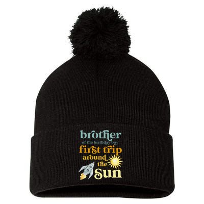 Brother Outer Space 1st Birthday First Trip Around The Sun Pom Pom 12in Knit Beanie
