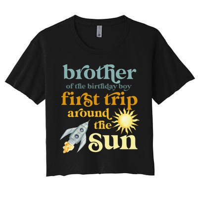 Brother Outer Space 1st Birthday First Trip Around The Sun Crop Top