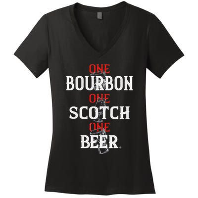 Bourbon One Scotch One Beer Women's V-Neck T-Shirt