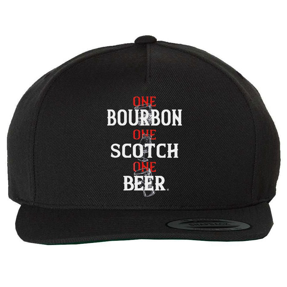 Bourbon One Scotch One Beer Wool Snapback Cap