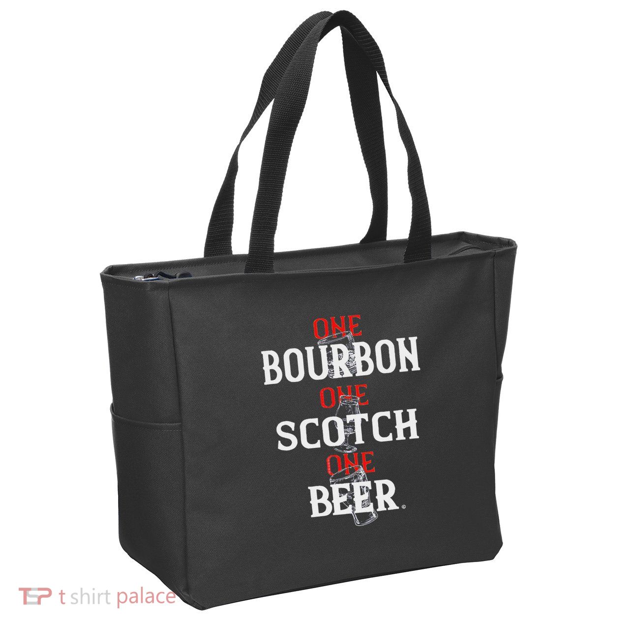 Bourbon One Scotch One Beer Zip Tote Bag
