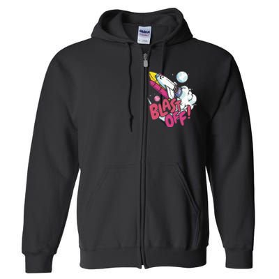 Blast off space shuttle planets Full Zip Hoodie