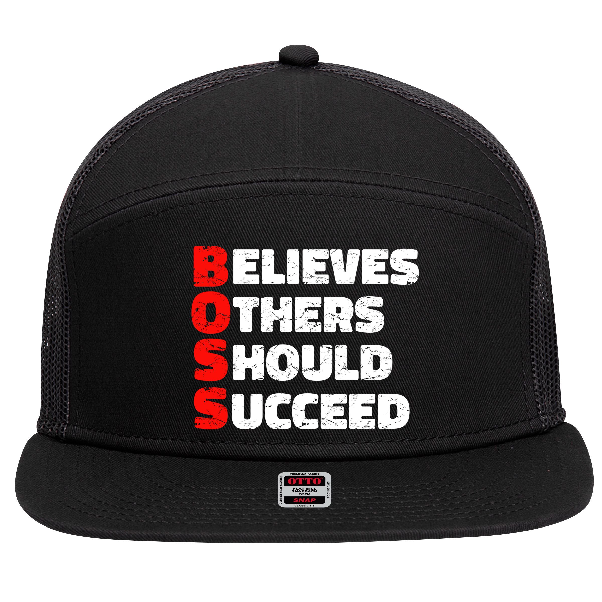 Boss Motivational 7 Panel Mesh Trucker Snapback Hat