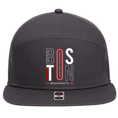 Boston 7 Panel Mesh Trucker Snapback Hat