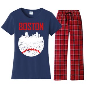 Boston Baseball City Women's Flannel Pajama Set