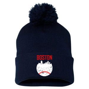 Boston Baseball City Pom Pom 12in Knit Beanie