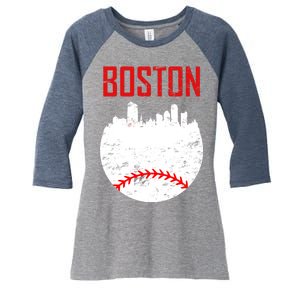 Boston Baseball City Women's Tri-Blend 3/4-Sleeve Raglan Shirt