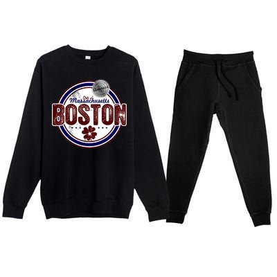 Boston Land of the Free Logo Premium Crewneck Sweatsuit Set