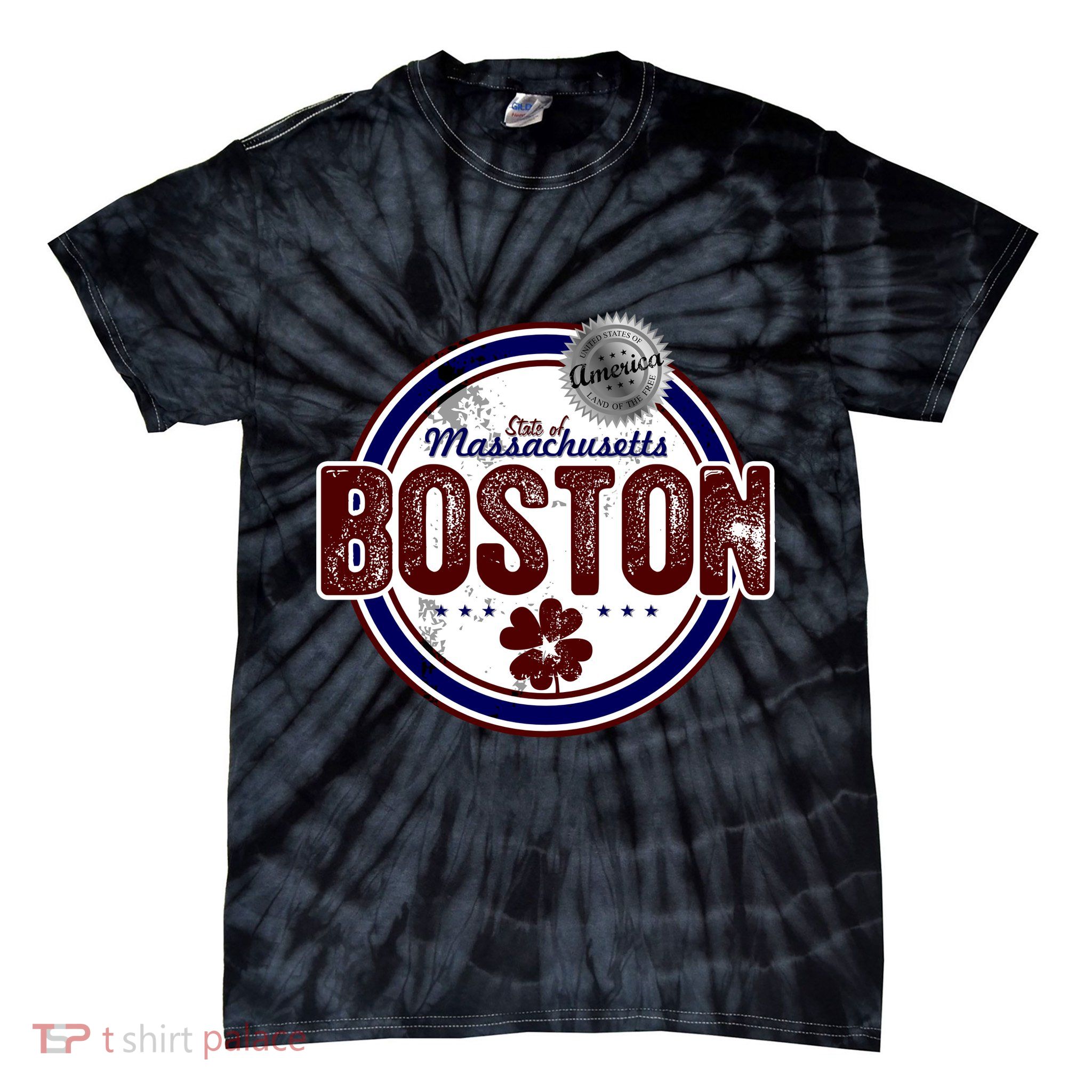 Boston Land of the Free Logo Tie-Dye T-Shirt