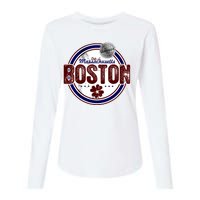 Boston Land of the Free Logo Womens Cotton Relaxed Long Sleeve T-Shirt