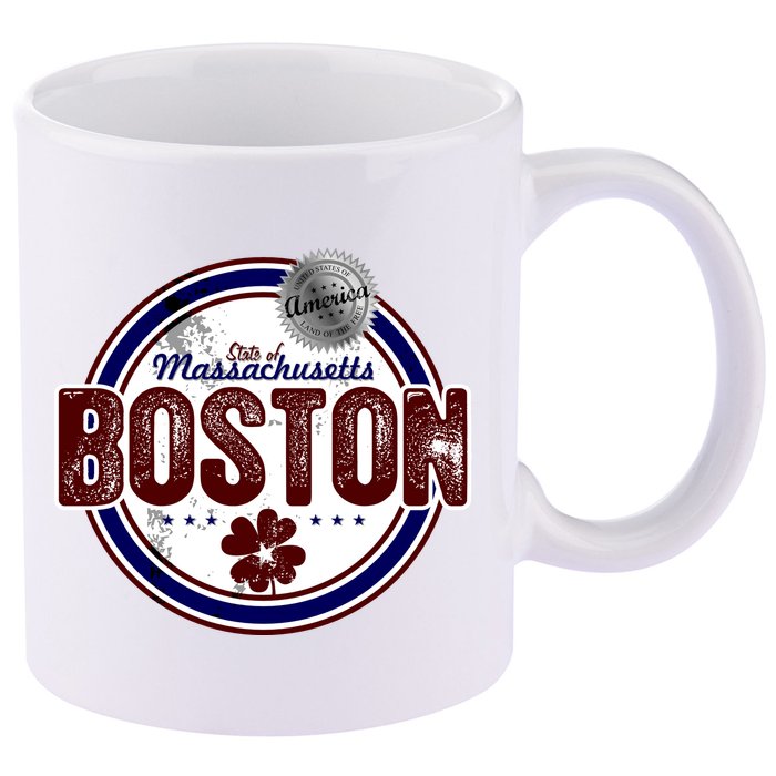 Boston Land of the Free Logo 11oz C Handle Ceramic Mug