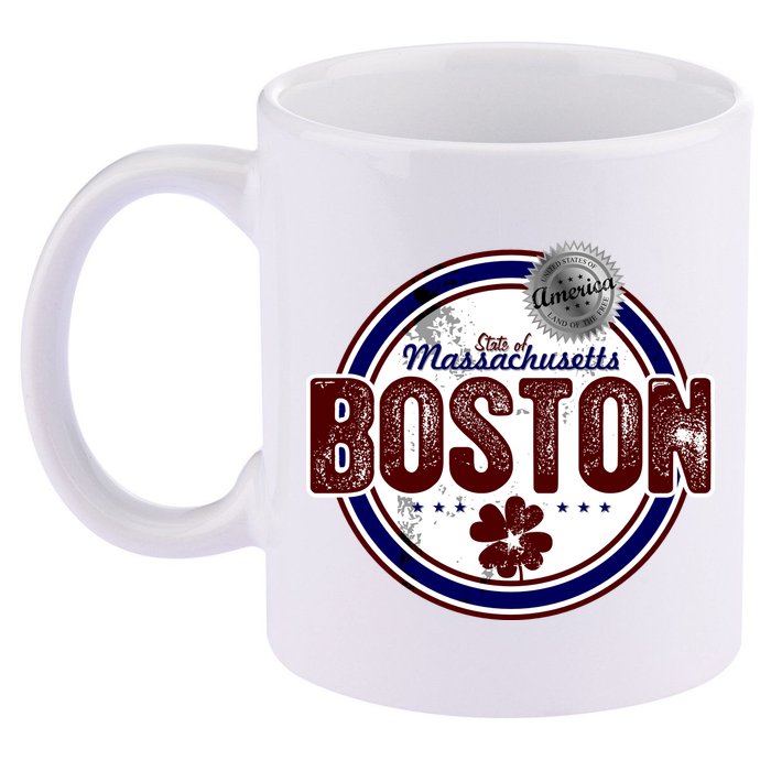 Boston Land of the Free Logo 11oz C Handle Ceramic Mug