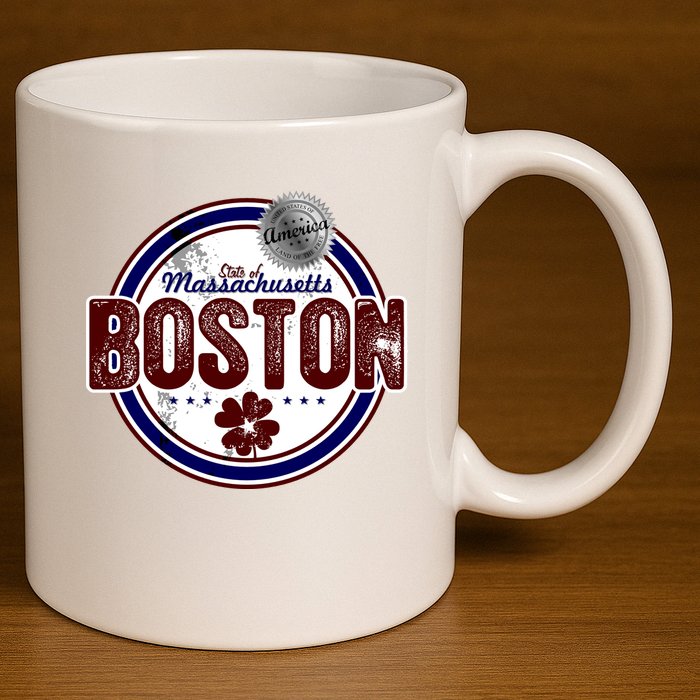 Boston Land of the Free Logo 11oz C Handle Ceramic Mug