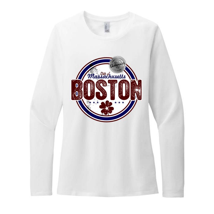 Boston Land of the Free Logo Womens CVC Long Sleeve Shirt