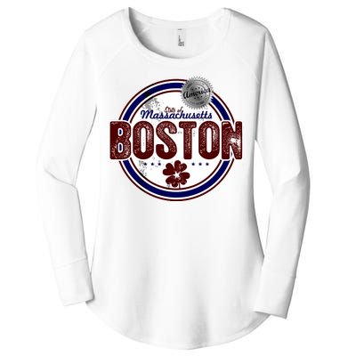 Boston Land of the Free Logo Women's Perfect Tri Tunic Long Sleeve Shirt