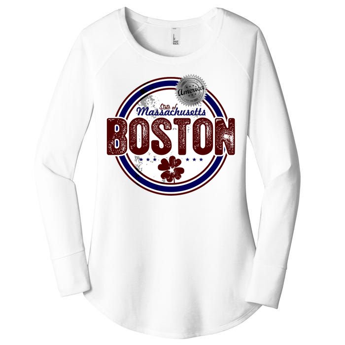 Boston Land of the Free Logo Women's Perfect Tri Tunic Long Sleeve Shirt