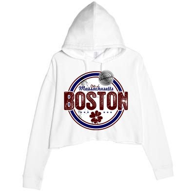 Boston Land of the Free Logo Crop Fleece Hoodie