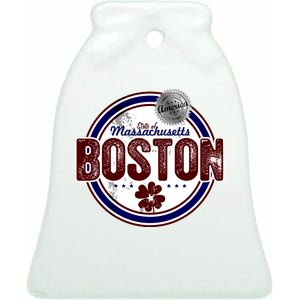 Boston Land of the Free Logo Ceramic Bell Ornament