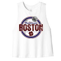 Boston Land of the Free Logo Women's Racerback Cropped Tank