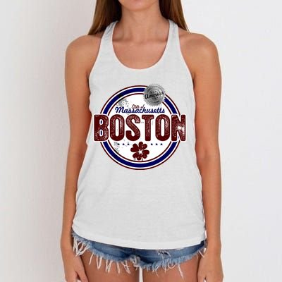 Boston Land of the Free Logo Women's Knotted Racerback Tank