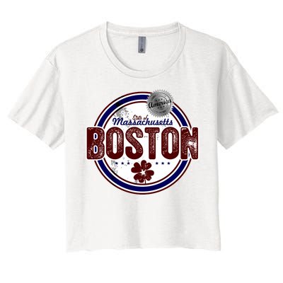 Boston Land of the Free Logo Women's Crop Top Tee