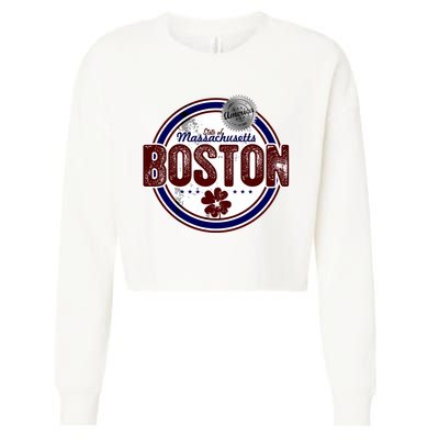 Boston Land of the Free Logo Cropped Pullover Crew