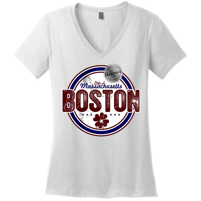 Boston Land of the Free Logo Women's V-Neck T-Shirt