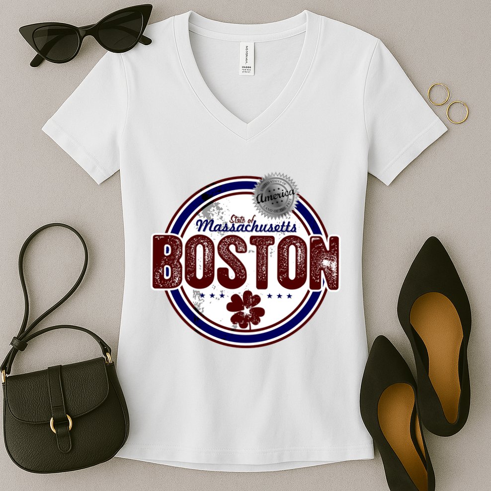Boston Land of the Free Logo Women's V-Neck T-Shirt