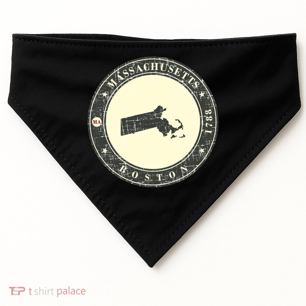 Boston Massachusetts Retro USA-Made Doggie Bandana