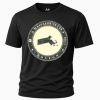 Boston Massachusetts Retro Cooling Performance Crew T-Shirt
