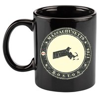 Boston Massachusetts Retro 11oz C Handle Ceramic Mug