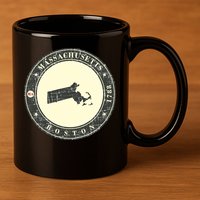 Boston Massachusetts Retro 11oz C Handle Ceramic Mug