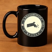 Boston Massachusetts Retro 11oz C Handle Ceramic Mug